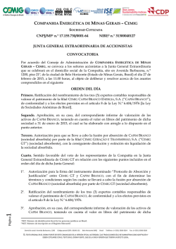 Junta General Extraordinaria de Accionistas – 27/02/2015