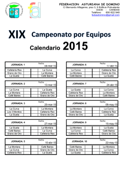 Calendario 2015 - Federación Asturiana de Dominó