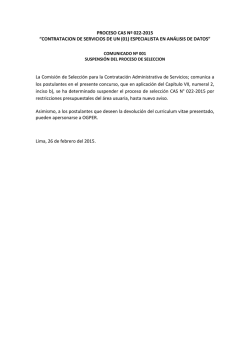 PROCESO CAS Nº 022-2015 “CONTRATACION DE