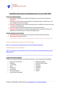 Proceso de admisión 2015 - Colegio Bilingüe Patrocinio San José