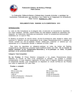Normativa Clasificatorio ODESUR: - Federacion Chilena de Hockey