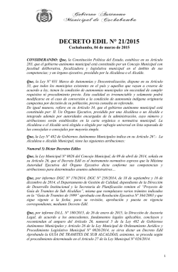 decreto edil 021/2015 - Gobierno Autónomo Municipal de
