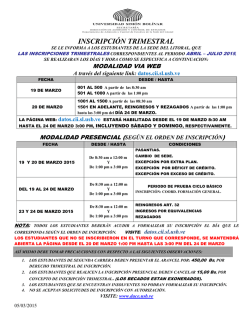 AVISO DE INSCRIPCION TRIMESTRAL ABRIL - JULIO 2015