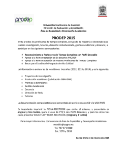 Convocatorias PRODEP 2015 2 - Universidad Autónoma de Guerrero