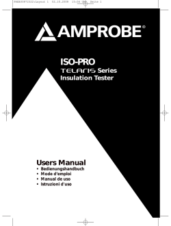 Telaris ISO-PRO Insulation Tester Product Manual