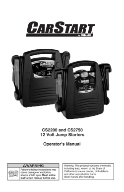 Operator`s Manual CS2200 and CS2750 12 Volt