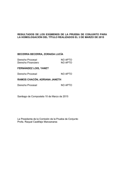 Calificaciones del examen celebrado en el mes de marzo