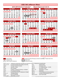 School Year Calendar Template - Jefferson West