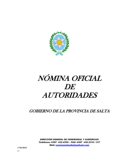 NÓMINA OFICIAL DE AUTORIDADES - Gobierno de la Provincia de