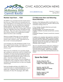 Spring 2015 - McKenney Hills - Carroll Knolls Civic Association
