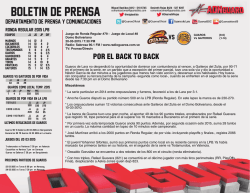 Boletín de Prensa #16 vs Gaiteros RR 20-03-2015