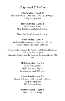 Holy Week Schedule - Saint Thomas More Parish