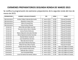 EXÁMENES PREPARATORIOS SEGUNDA RONDA DE MARZO 2015