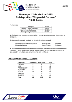 Judo Domingo, 12 de abril de 2015 Polideportivo “Virgen del Carmen”