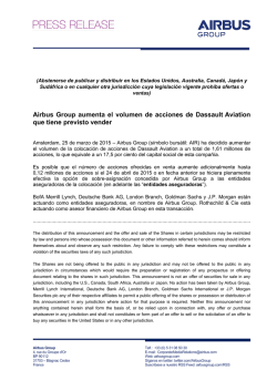 Airbus Group aumenta el volumen de acciones de Dassault Aviation