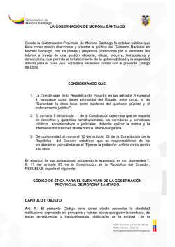 Código de Ética GMS - Gobernación de Morona Santiago