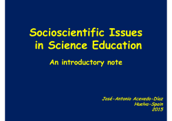Socioscientific Issues in Science Education