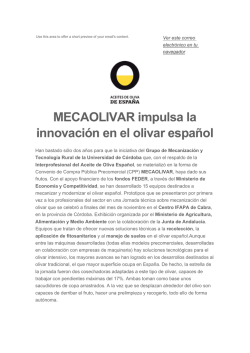 MECAOLIVAR impulsa la innovación en el olivar español