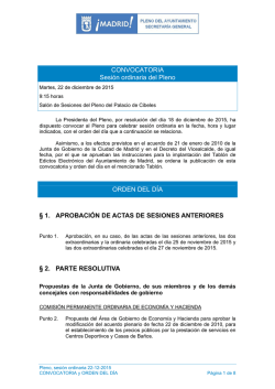 OD Pleno Convocatoria - Ayuntamiento de Madrid