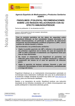 Fingolimod (Gilenya) - Agencia Española de Medicamentos y