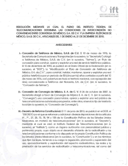 "Co~cesión de Telmex"). r- - Instituto Federal de Telecomunicaciones