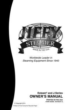 Jiffy Steamer Owner`s Manual