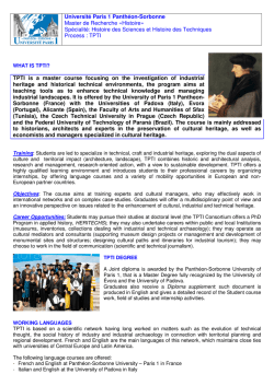 Master Erasmus Mundus TPTI con especialidad en Historia de la