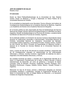 CV abreviado - Ministerio de Salud de la Provincia de Buenos Aires
