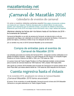 Calendario de eventos de carnaval Mazatlán 2016