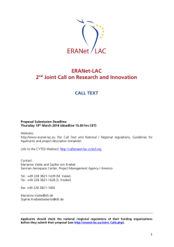 ERANet-LAC 2nd Joint Call on Research and Innovation
