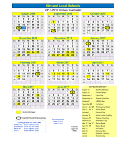 School Calendar Template - Kirtland Local Schools