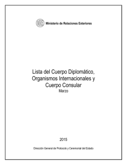 Lista del Cuerpo Diplomático, Organismos Internacionales y Cuerpo