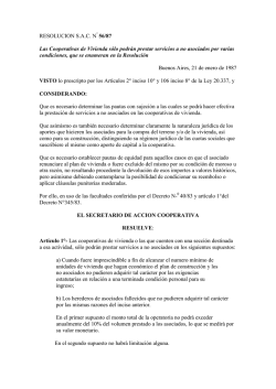 RESOLUCION S.A.C. N 56/87 Las Cooperativas de Vivienda