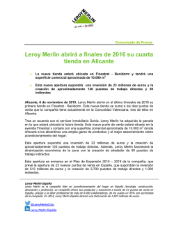 20151104 Leroy Merlin abrirá en 2016 su cuarta tienda en Alicante