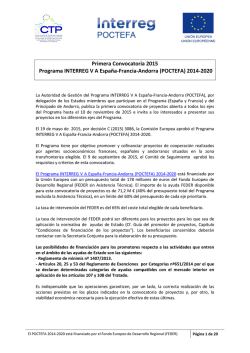 Primera Convocatoria 2015 Programa INTERREG V A