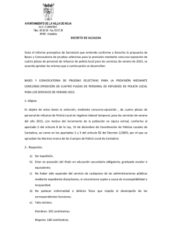 DECRETO DE ALCALDIA Visto el informe preceptivo de Secretaría