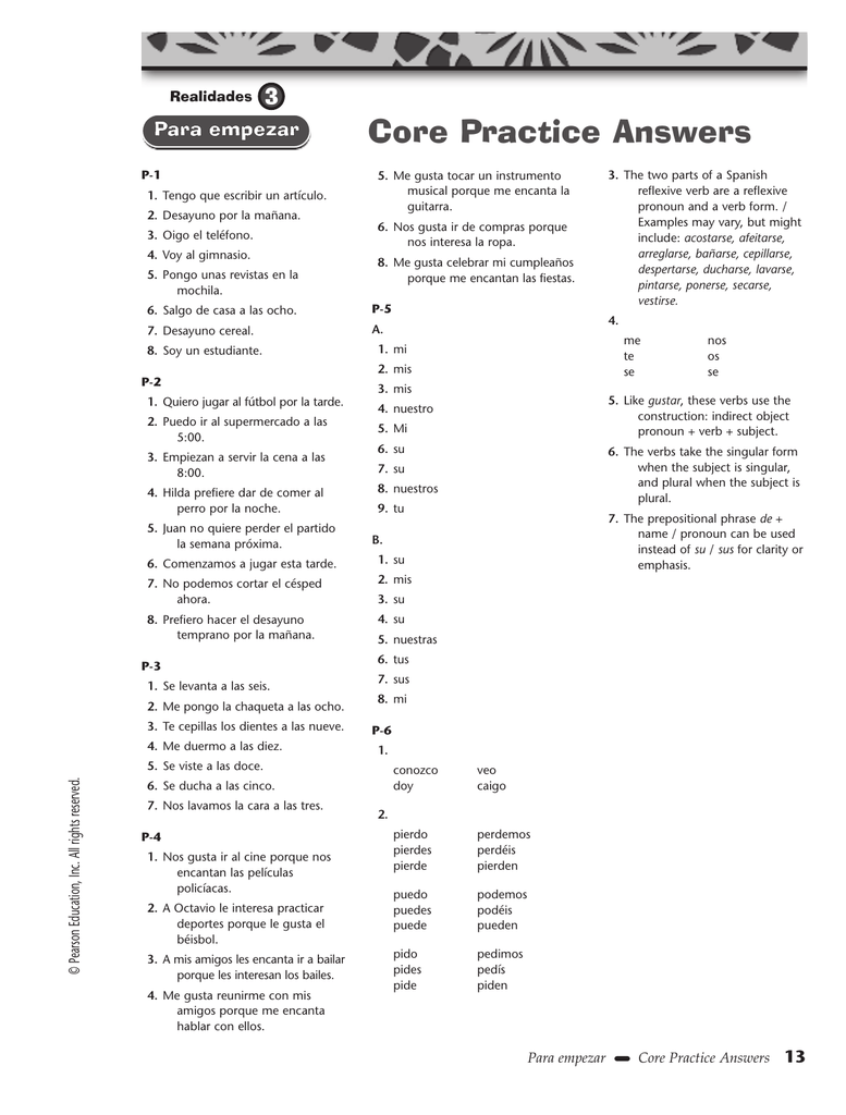 Realidades 2 Capitulo 1a Guided Practice Answers