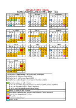 escuela libre micael calendario escolar provisional 2015