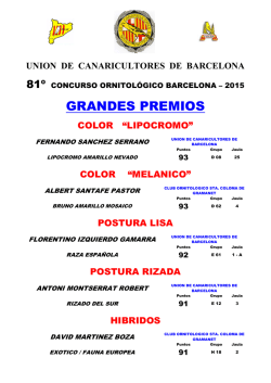 grandes premiios - Unión de Canaricultores de Barcelona