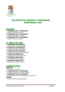 relacion de trofeos y premiados temporada 2015 palexco