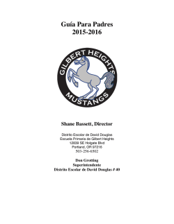 Guía Para Padres 2015-2016 Shane Bassett, Director
