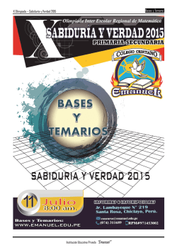 Bases y Temario. X Olimpiada – Sabiduría y Verdad 2015