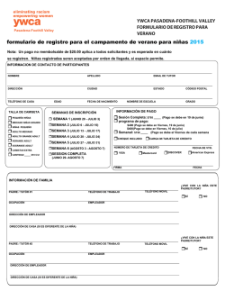 formulario de registro para el campamento de verano para niñas 2015