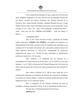 Of.Cand. - Tribunal Electoral Permanente de la Provincia de Jujuy