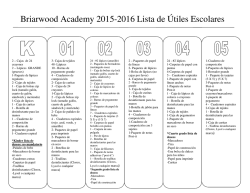 Briarwood Academy 2015-2016 Lista de Útiles Escolares
