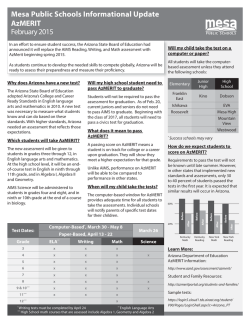 Mesa Public Schools Informational Update AzMERIT February 2015