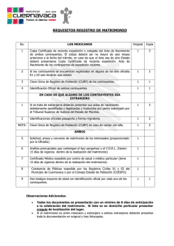 Registro de Matrimonio - Ayuntamiento de Cuernavaca
