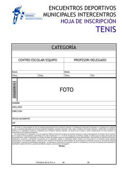 Hoja de inscripción Tenis - Delegación de deportes de Chiclana