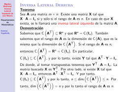 Algebra Matricial: Inversa Lateral Izquierda de una Matriz