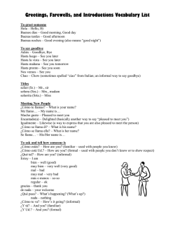 Greetings, Farewells, and Introductions Vocabulary List